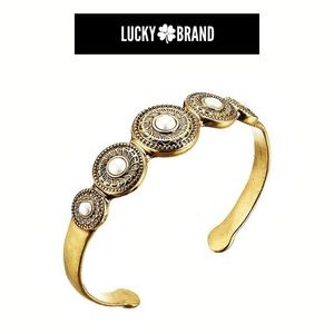 🆕Lucky Brand Etched Coin Pearl Cuff Bracelet Gold